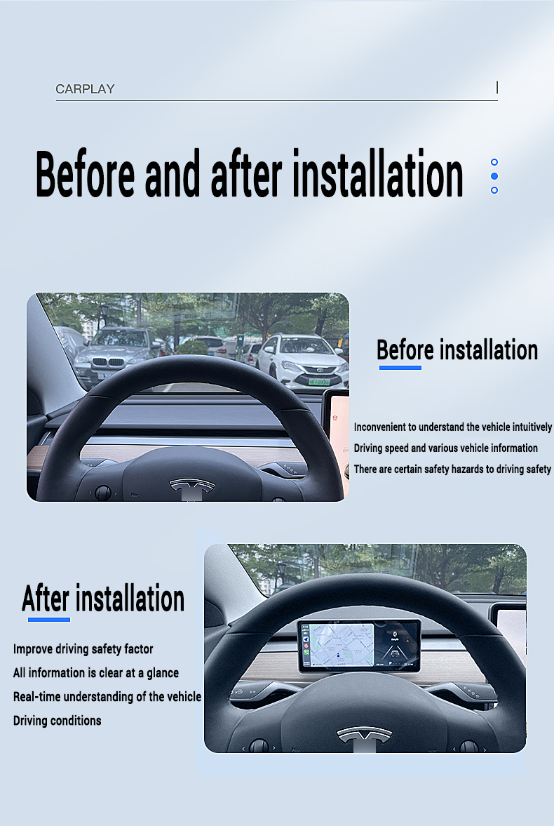 Tesla LCD Meter Display with CarPlay and Auto