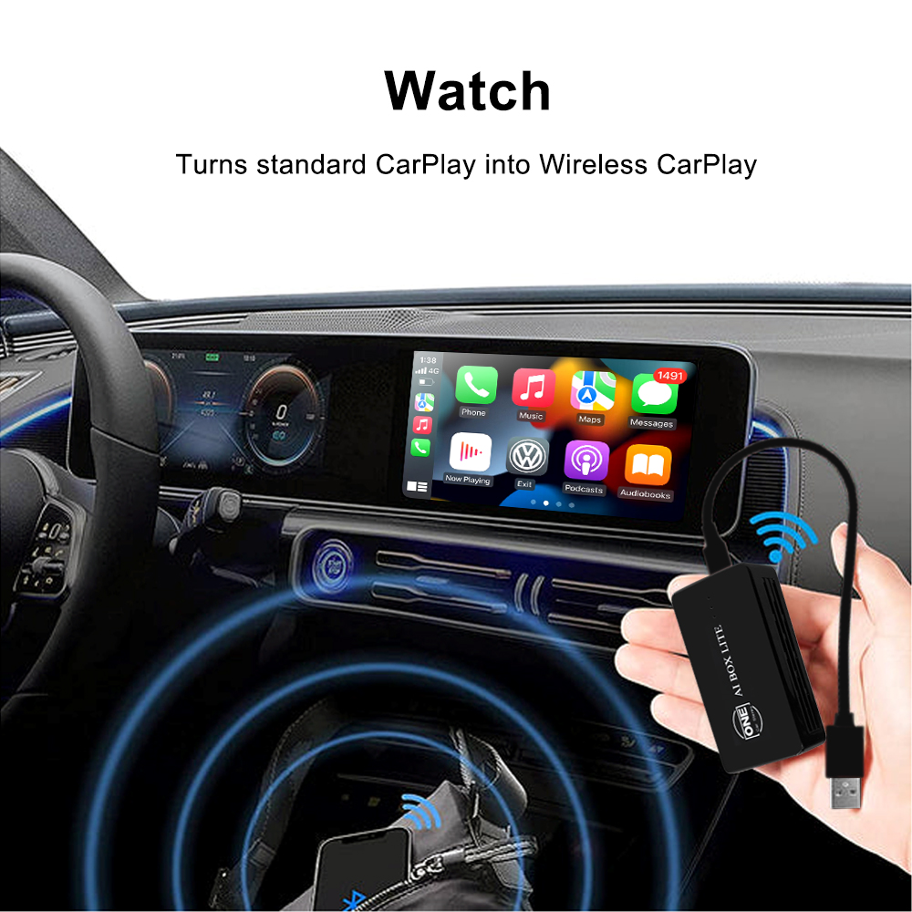 Wireless CarPlay AI Box Lite with CarPlay and Android Auto Adaptor Support YouTube and Netflix