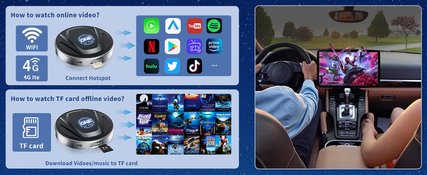 Qualcomm 6225 AI Box CarPlay 8G 128G Built in Nano 4G SIM OTA Update Android CarPlay Box Wireless Adapter for YouTube Netflix