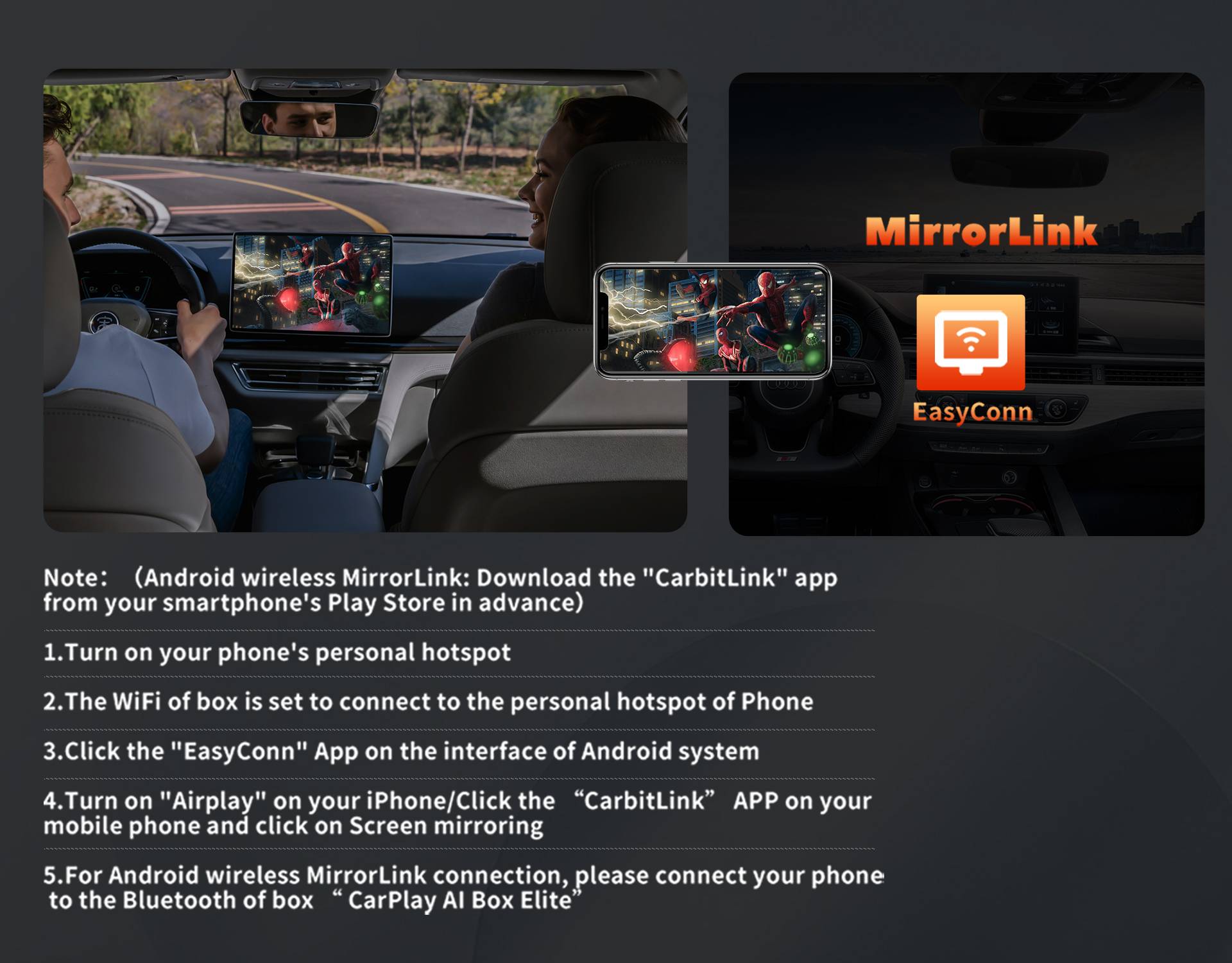 Qualcomm 2290 2G 16G Wireless Android CarPlay Box Adapter Build in WiFi for Netflix YouTube Tiktok Playstore