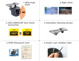 IP69K Reverse Camera Wide-angle Night Vision AHD 1080P and 720P with Antioxidant Mounting Bracket