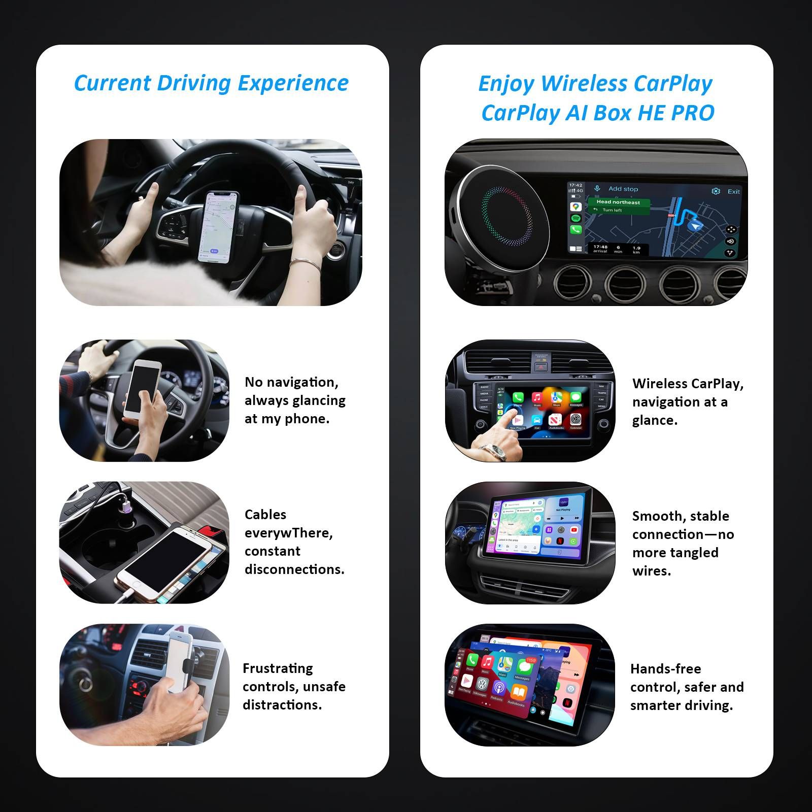 Qualcomm 6225 8G+128G 4G SIM Card Wireless CarPlay AI Box with OTA Update Video Out Android Auto Adapter for YouTube