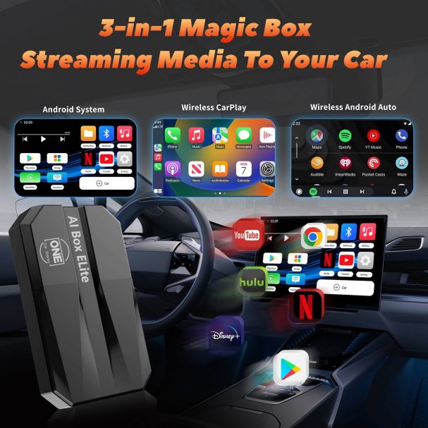 Qualcomm 2290 2G+16G Wireless Android CarPlay Box Adapter Build in WiFi for Netflix YouTube Tiktok Playstore