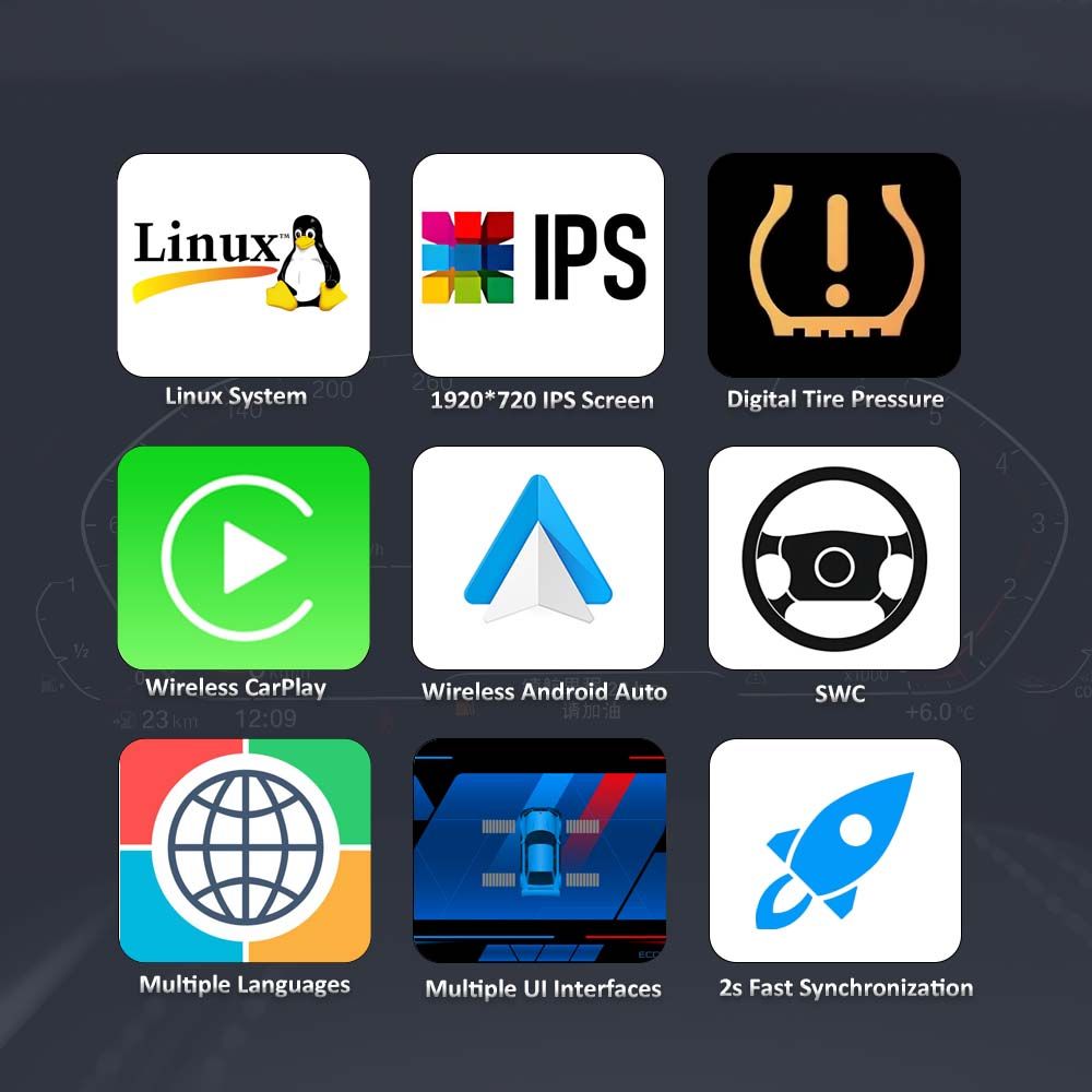 BMW 5 Series GT-F07/F10/F11/F18 6 Series F06/F12/F13 7 Series F01/F02/F03 Digital Dashboard Wireless CarPlay Virtual Tacho Cockpit LCD Cluster Upgrade