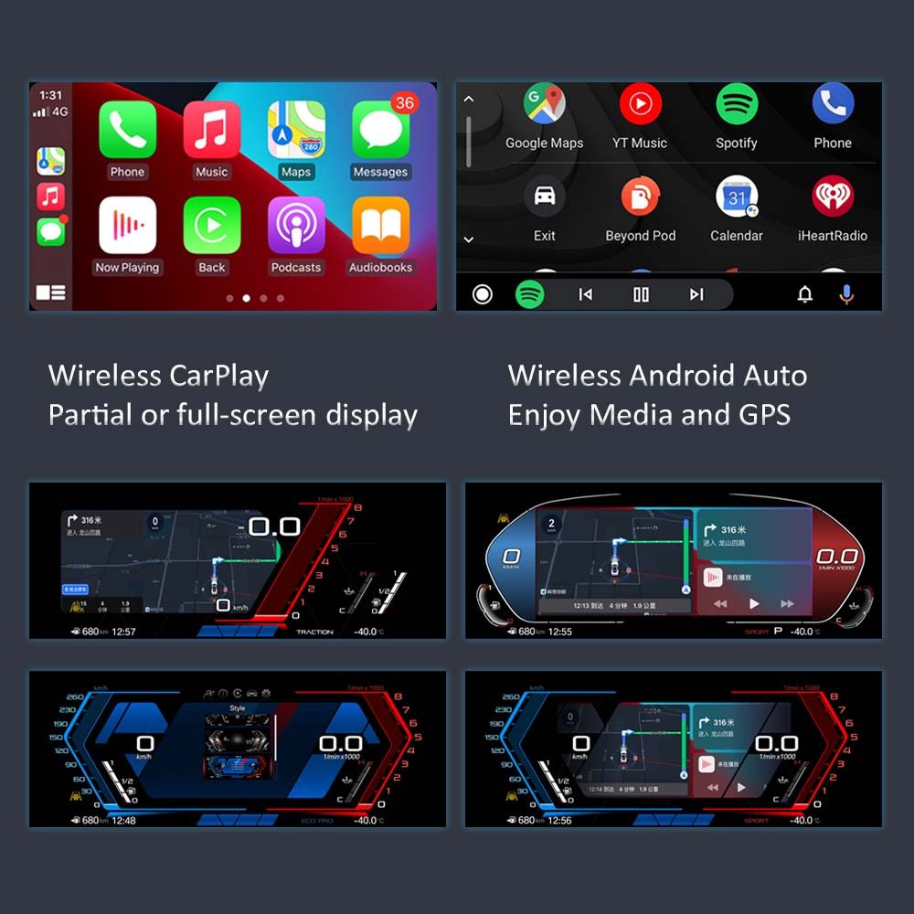 BMW 5 Series GT-F07/F10/F11/F18 6 Series F06/F12/F13 7 Series F01/F02/F03 Digital Dashboard Wireless CarPlay Virtual Tacho Cockpit LCD Cluster Upgrade
