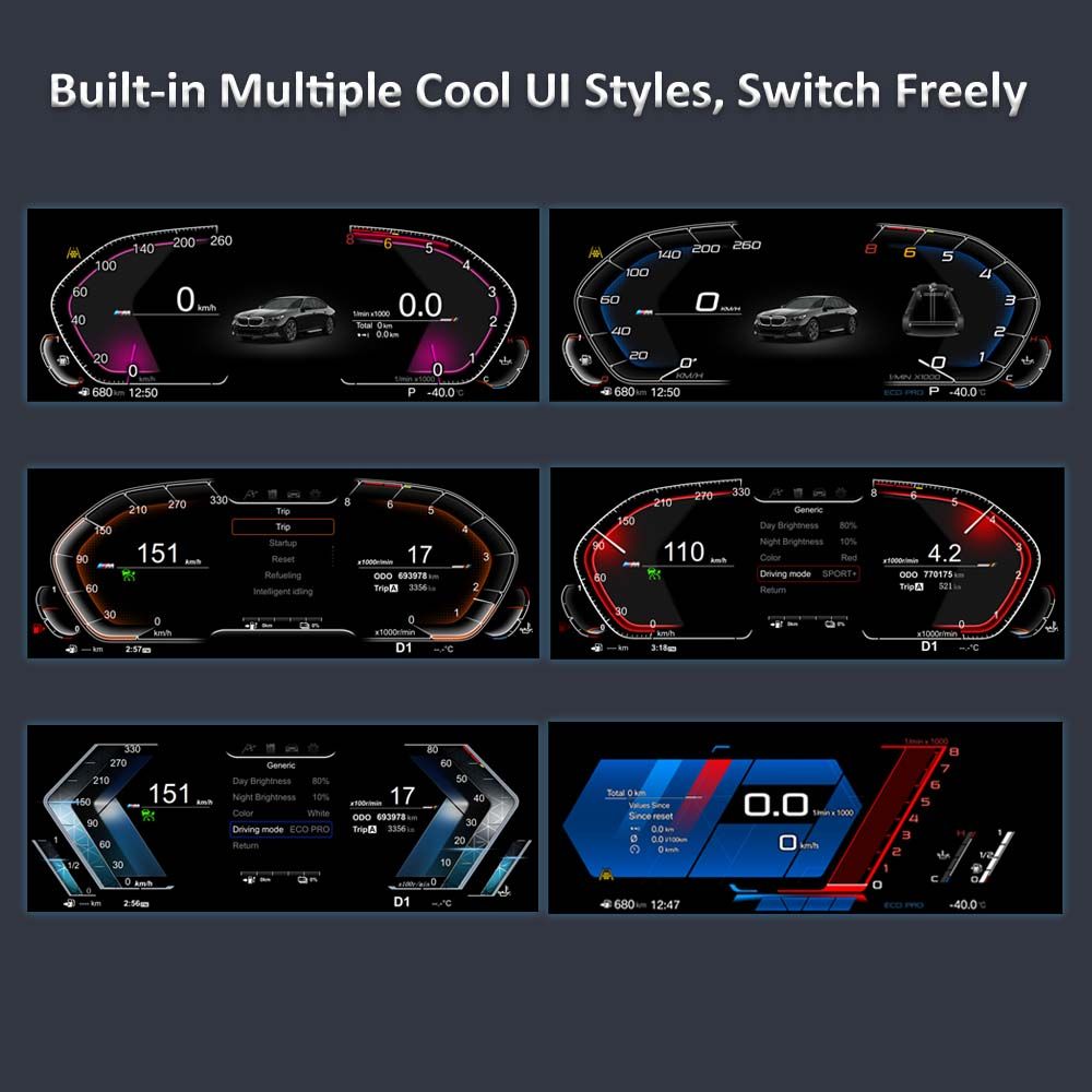 BMW 5 Series GT-F07/F10/F11/F18 6 Series F06/F12/F13 7 Series F01/F02/F03 Digital Dashboard Wireless CarPlay Virtual Tacho Cockpit LCD Cluster Upgrade