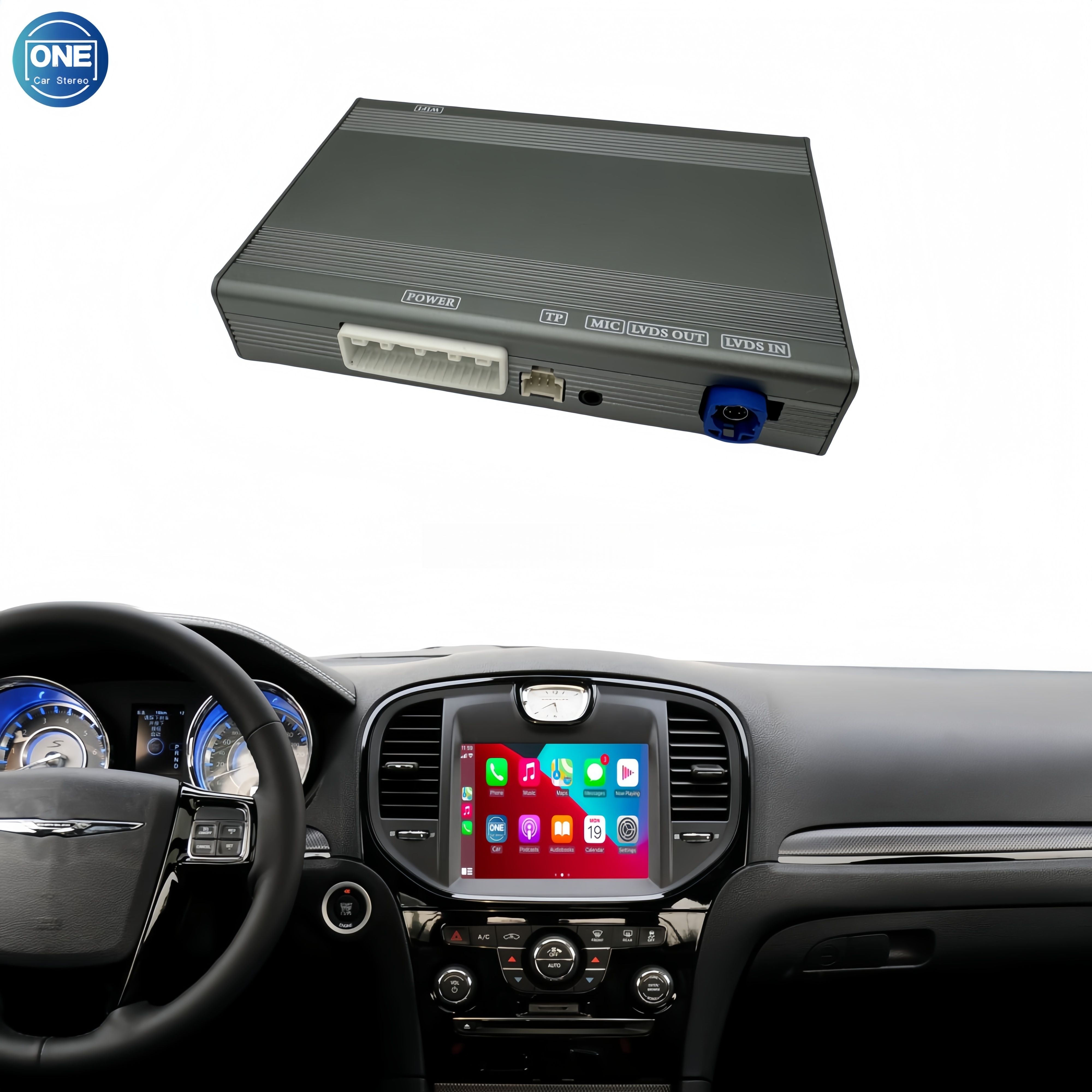 Chrysler Wireless CarPlay Interface Android Auto Module with Bluetooth Camera-Input Phone Mirroring
