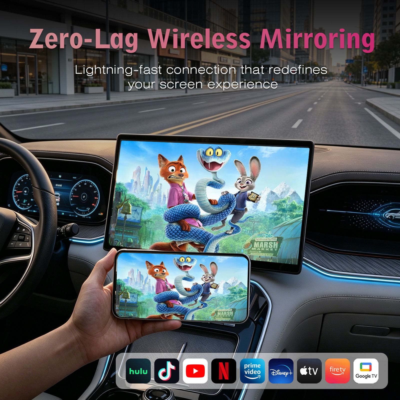 One Touch Wireless CarPlay Android Auto Adapter Convert Wired to Wireless AirPlay & Screen Mirroring Dongle OTA Updates