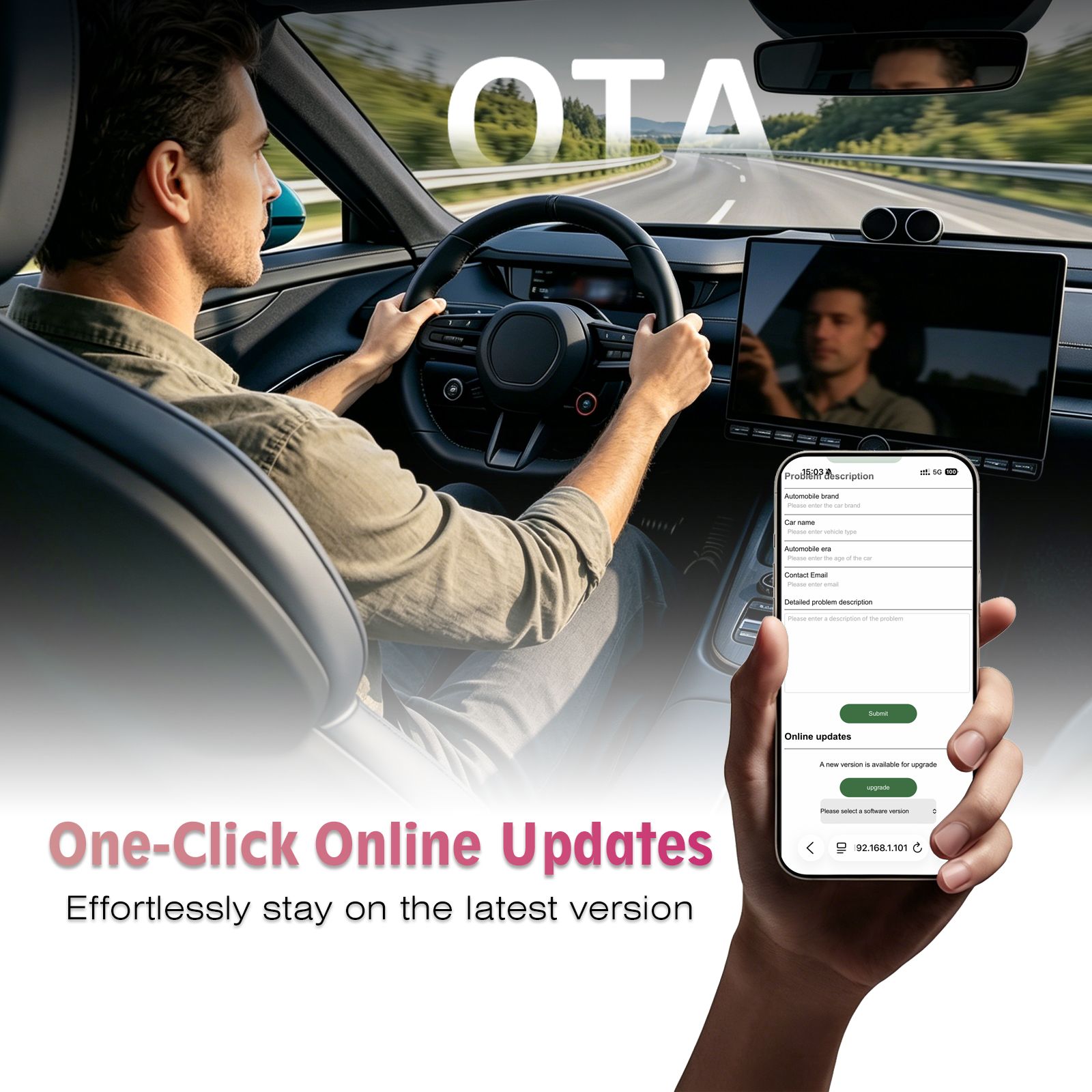 One Touch Wireless CarPlay Android Auto Adapter Convert Wired to Wireless AirPlay & Screen Mirroring Dongle OTA Updates