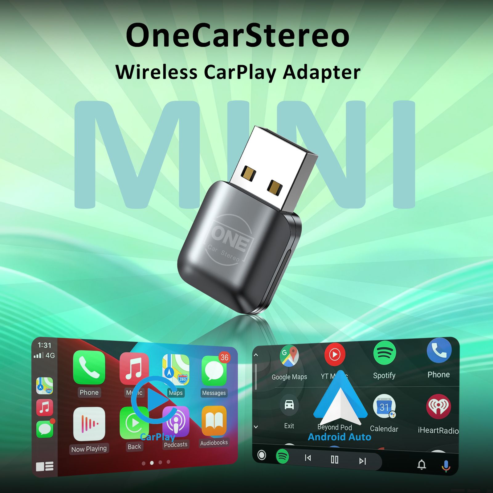 Mini Wireless CarPlay Android Auto Adapter Convert Wired to Wireless Car Play Dongle for Cars with Wired CarPlay