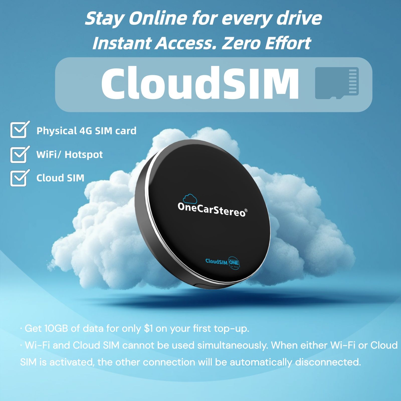 Wireless CarPlay Cloud AI Box Android Auto GPS Built-in Cloud SIM Adapter Video for YouTube Netflix Dongle
