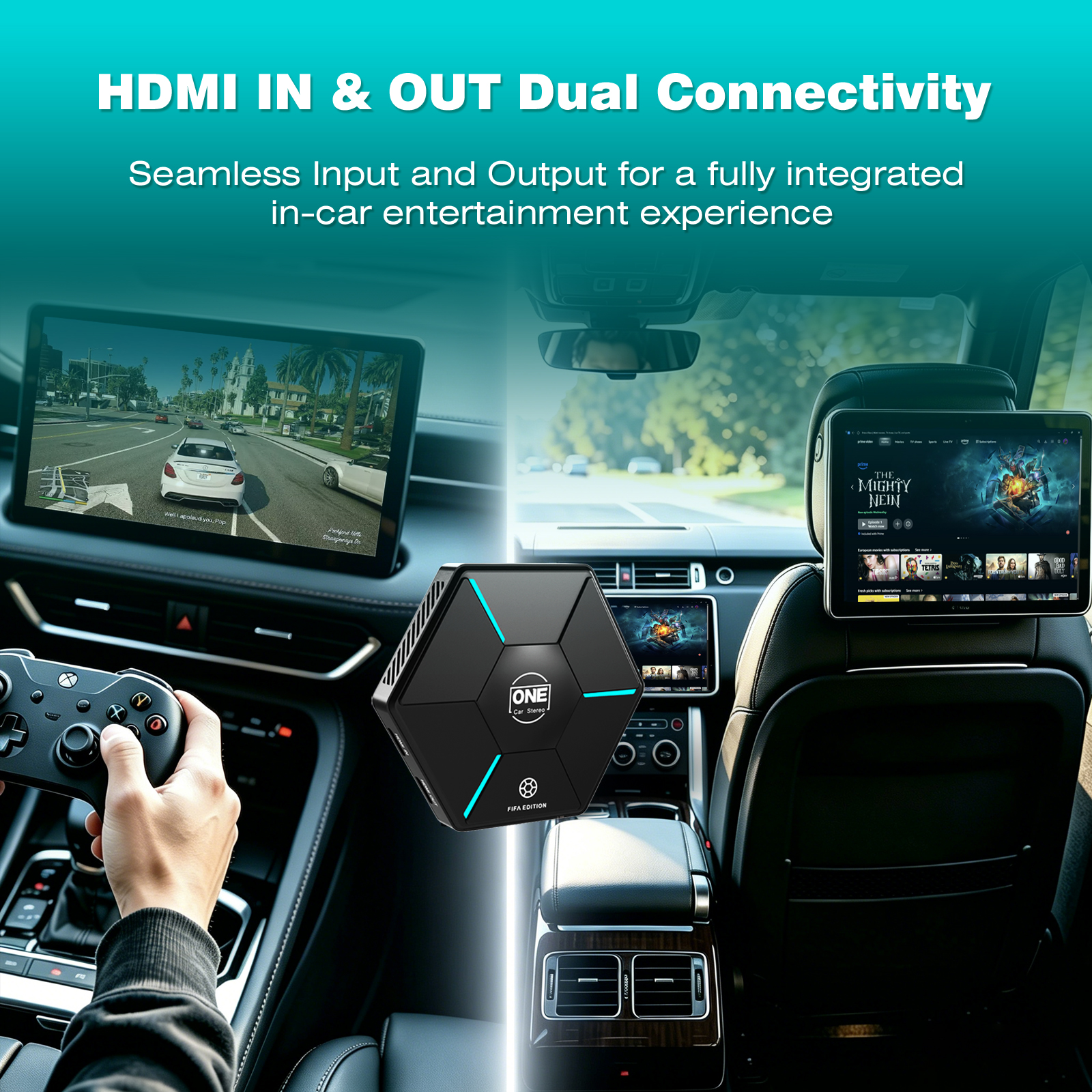 Qualcomm 6350 Android 15 CarPlay AI Box with 8GB+128GB, 4G Cloud SIM HDMI Input Output Wireless CarPlay Android Auto Adapter with OTA Update for YouTube