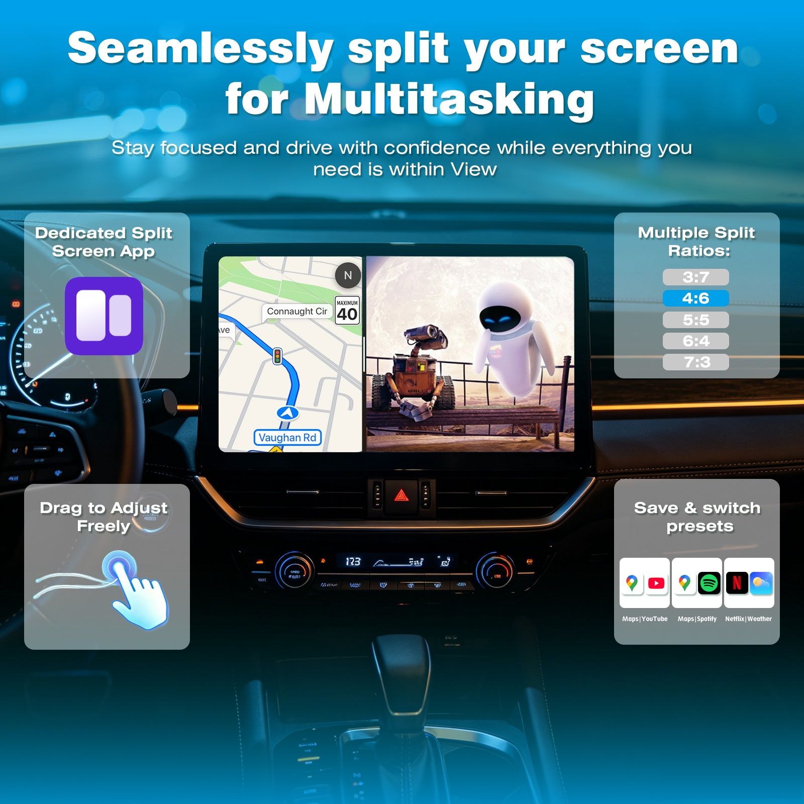 Qualcomm 6125 CarPlay AI Box 8GB+128GB with 4G Cloud SIM, Wireless CarPlay & Android Auto, HDMI Input/Output, OTA Update, Android 13, YouTube Streaming Adapter