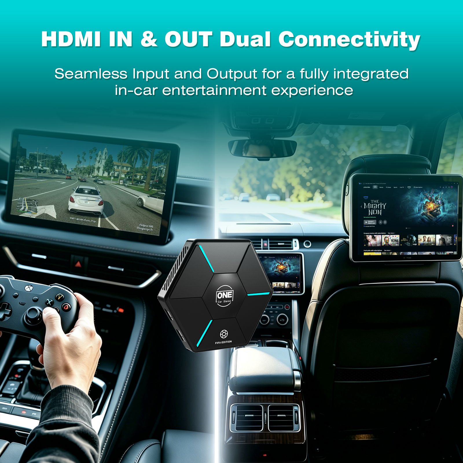 Qualcomm 6350 Android 15 CarPlay AI Box with 8GB+128GB, 4G Cloud SIM HDMI Input Output Wireless CarPlay Android Auto Adapter with OTA Update for YouTube