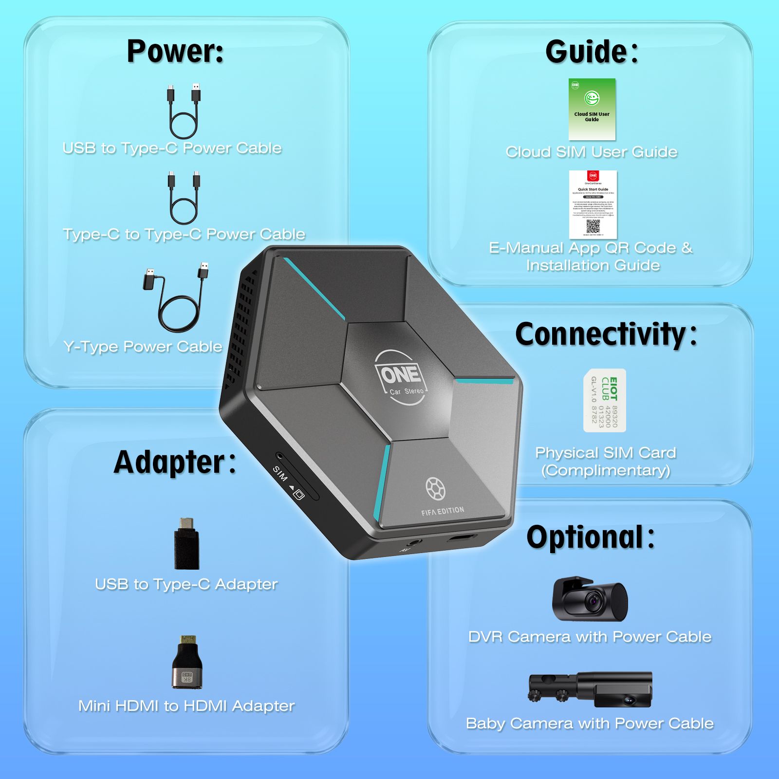 Qualcomm 6350 Android 15 CarPlay AI Box with 8GB+128GB, 4G Cloud SIM HDMI Input Output Wireless CarPlay Android Auto Adapter with OTA Update for YouTube